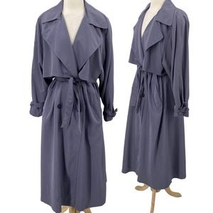 Lavender Vintage Utex Trench Coat Tie Waist Belted Double Breasted Size 14